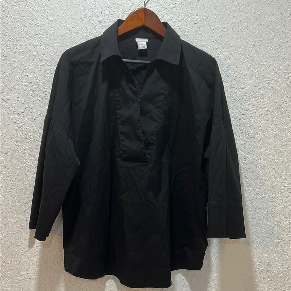 Chico’s  black blouse size 2 -u.s 12/14 GUC.. - Picture 3 of 11